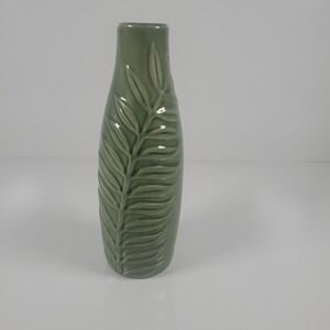 Green Ceramic Leaf Vase Tropical Botanical Bud Vase Home Decor